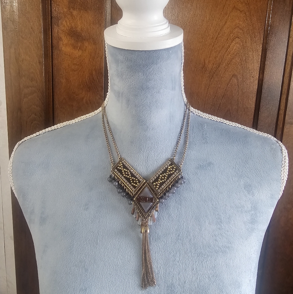 Park Lane Lavender and Burgundy Bib Necklace NWOT (retired)
